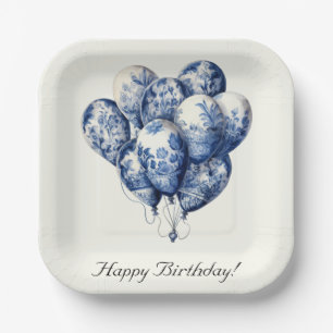 Delft Blue Balloons customisable Paper Plate