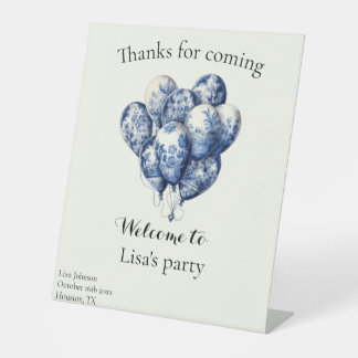 Delft Blue Balloons customisable Pedestal Sign