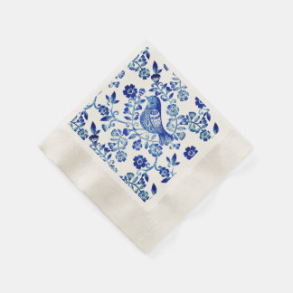 Delft Blue Bird 🐦 floral French Country Sctoll Napkin