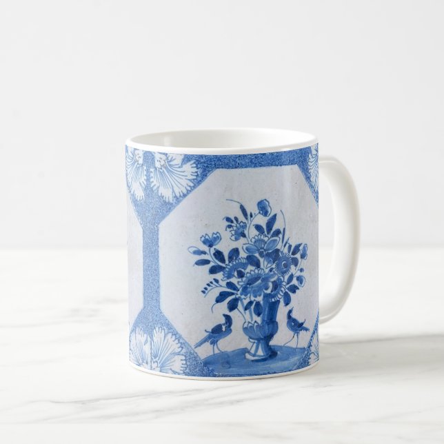 Delft Blue Birds floral French Country Chic  Coffee Mug (Front Right)