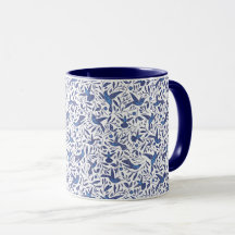 Delft Blue Birds Pattern