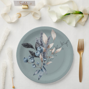 Delft Blue Blueberries Shower Paper Plate