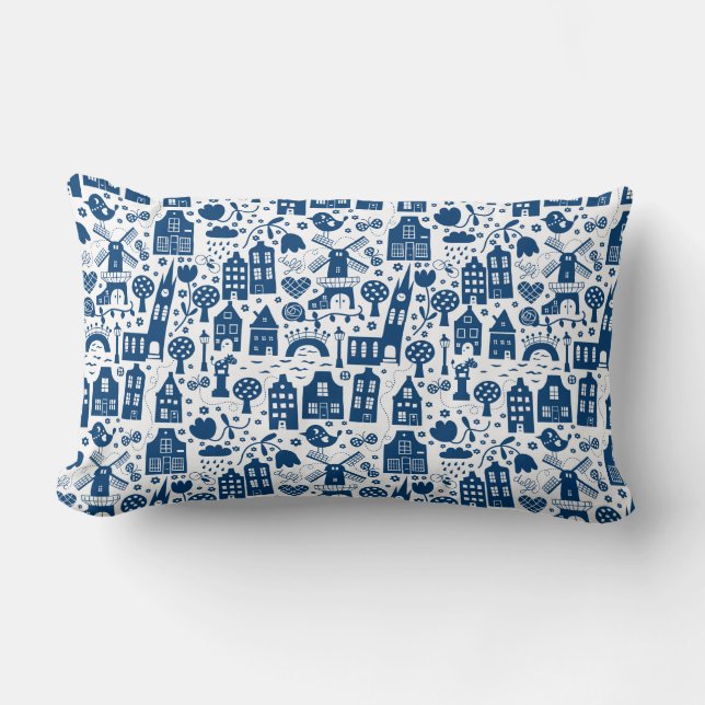 Delft Blue by BORA Lumbar Cushion (Front)