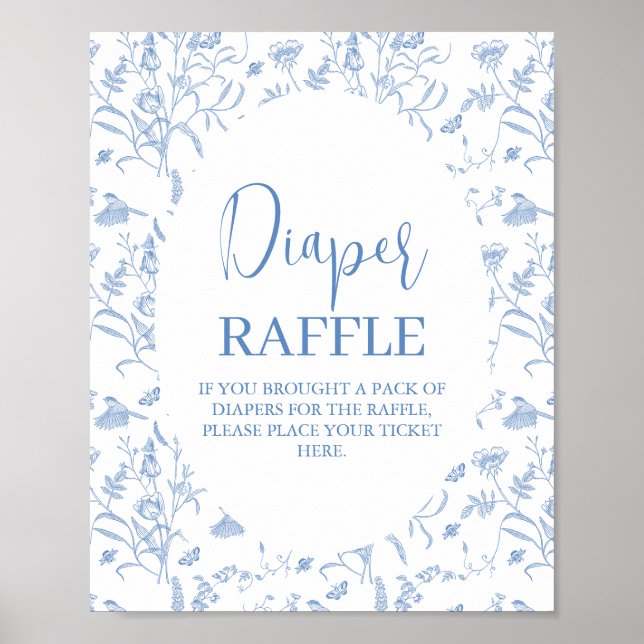 Delft Blue Chinoiserie Baby Shower Boy Diaper sign (Front)