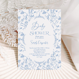 Delft Blue Chinoiserie Baby Shower Boy Invitation