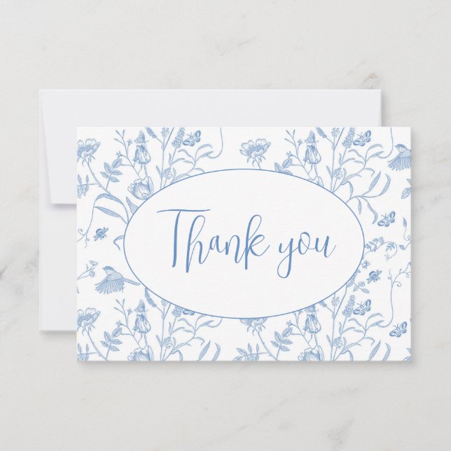 Delft Blue Chinoiserie Baby Shower Boy Thank You Card (Front)