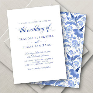 Delft Blue Chinoiserie Vintage Wedding Invitation