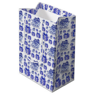Delft Blue Christmas sleigh Gift Box Dutch Folk Medium Gift Bag