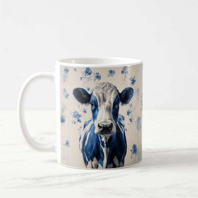 Delft Blue Cow – A Timeless Artistic Tribute Coffee Mug (Left)