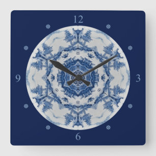 Delft Blue Design 02 From 1764 ~ * ~ Square Wall Clock