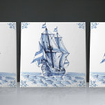 Delft Blue Dutch Style Frigate Schooner Sail Boat  Tile<br><div class="desc">This beautiful handpainted ceramic tile from 1762 is a set piece from 17 different ship tiles and showcases a classic schooner in the traditional Delft Blue Dutch style. Delft ceramic tiles have a long and rich history dating back to the 16th century when they were first produced in the Dutch...</div>