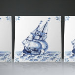 Delft Blue Dutch Style Frigate Schooner Sail Boat  Tile<br><div class="desc">This beautiful handpainted ceramic tile from 1762 is a set piece from 17 different ship tiles and showcases a classic schooner in the traditional Delft Blue Dutch style. Delft ceramic tiles have a long and rich history dating back to the 16th century when they were first produced in the Dutch...</div>