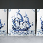 Delft Blue Dutch Style Frigate Schooner Sail Boat  Tile<br><div class="desc">This beautiful handpainted ceramic tile from 1762 is a set piece from 17 different ship tiles and showcases a classic schooner in the traditional Delft Blue Dutch style. Delft ceramic tiles have a long and rich history dating back to the 16th century when they were first produced in the Dutch...</div>