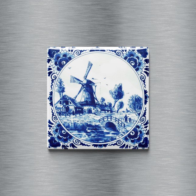 Delft Blue Farm and Windmill Painting Magnet (Creator Uploaded)