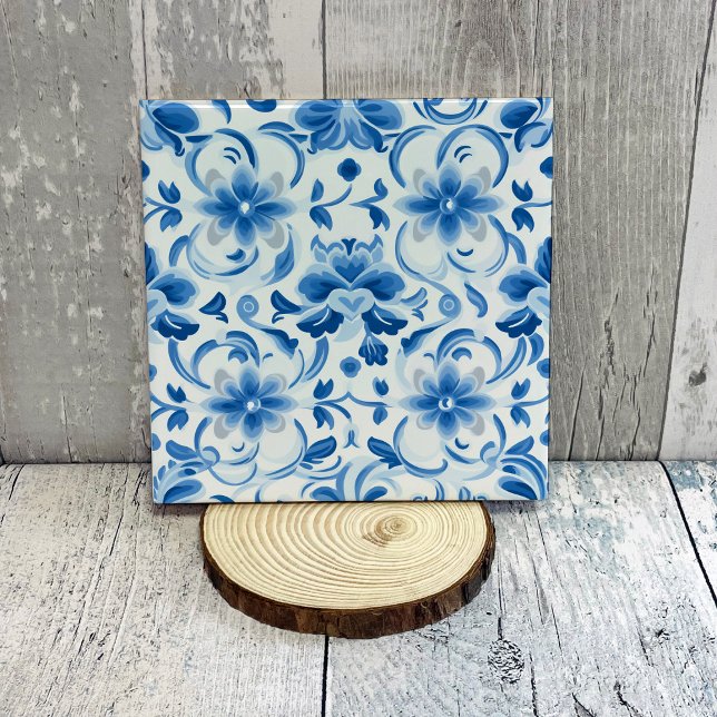 Delft Blue Floral Decorative Ceramic Tile (Creator Uploaded)