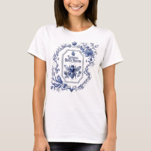 Delft Blue Honey Bee & Flowers T-Shirt
