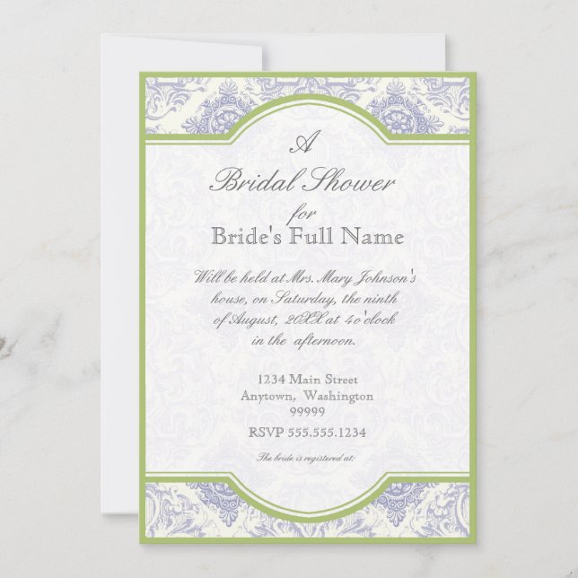 Delft Blue Iris Quatrefoil - Bridal Shower Invite (Front)