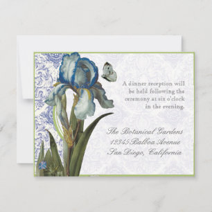 Delft Blue Iris Quatrefoil - Reception Invitation