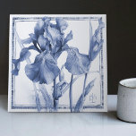 Delft Blue Iris Wall Decor Art Nouveau Watercolor Tile<br><div class="desc">Watercolor Blue Iris by Messrs. Thomas Latham Boote and Richard Boote 1870, who commenced at the Central Pottery, Burslem, their original manufacture being Parian sculptures, vases, and later tiles. Signed "MB." The manufacture of tiles, which had then been revived by Messrs. Minton, Hollins & Co., of Stoke-on-Trent, attracted the attention...</div>