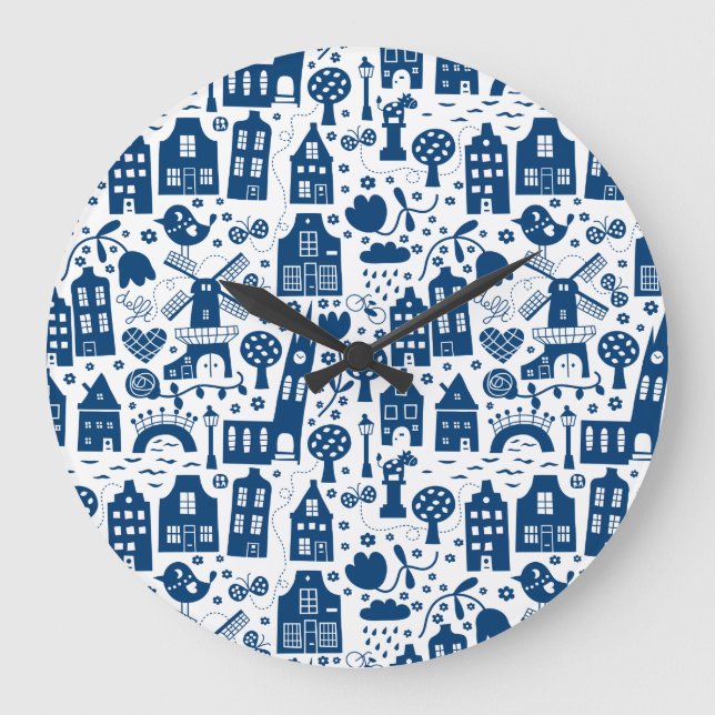 Delft Blue Large Clock (Front)