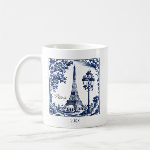 Delft Blue Paris Eiffel Tower Coffee Mug