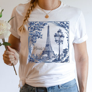 Delft Blue Paris Eiffel Tower T-Shirt