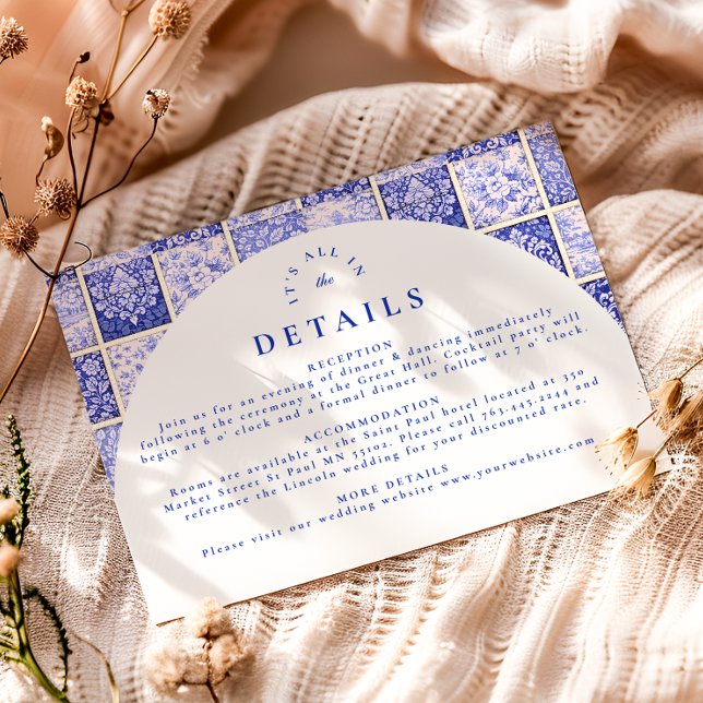Delft Blue Patchwork Porcelain Wedding Enclosure Card (Creator Uploaded)