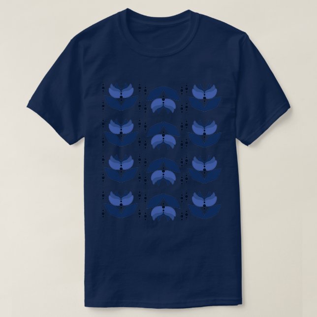 Delft Blue Pattern Simple Modern Tulips T-Shirt (Design Front)