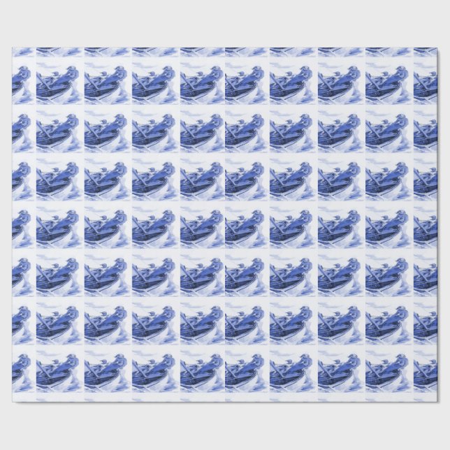 Delft Blue Sailing Tile Designs Wrapping Paper (Seam)