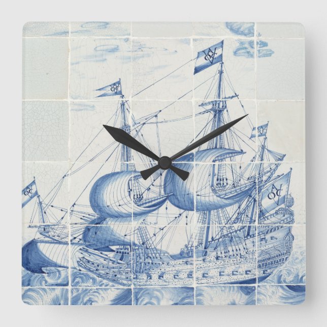 Delft Blue tile design clock (Front)