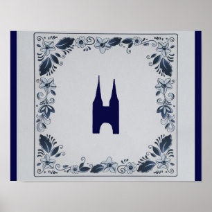 Delft blue tile Eastern Gate in Delft Poster