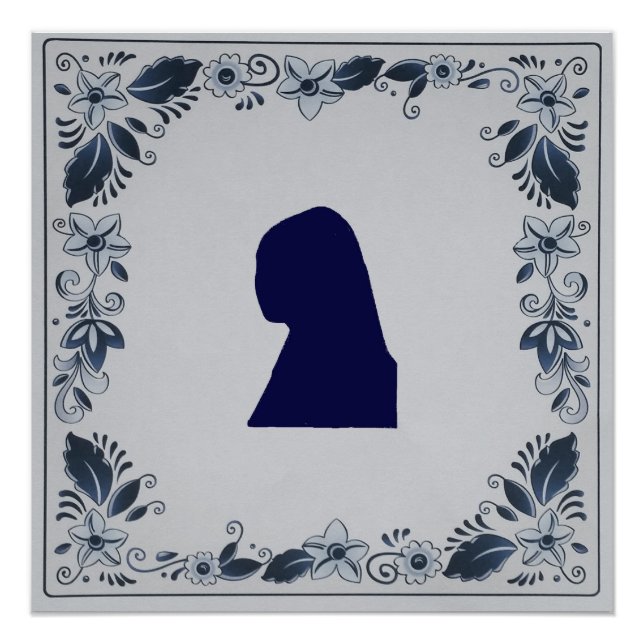 Delft blue tile Girl with a Pearl Earring Poster (Front)