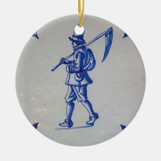 Delft Blue Tile - Template Ceramic Tree Decoration (Front)