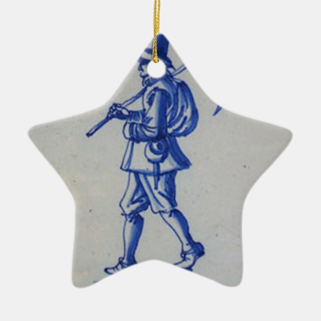 Delft Blue Tile - Template Ceramic Tree Decoration (Front)