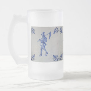 Delft Blue Tile - Template Frosted Glass Beer Mug
