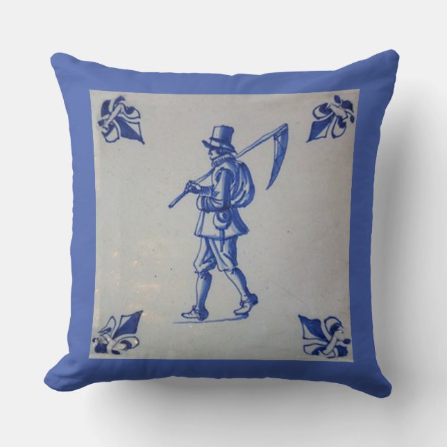 Delft Blue Tile - Template Playing Cards Cushion (Front)