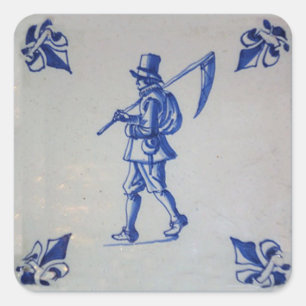 Delft Blue Tile - Template Square Sticker