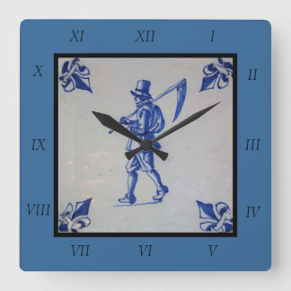 Delft Blue Tile - Template Square Wall Clock