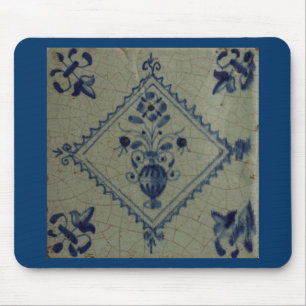 Delft Blue Tile - Vase with Flowers and Bouquet Mouse Mat