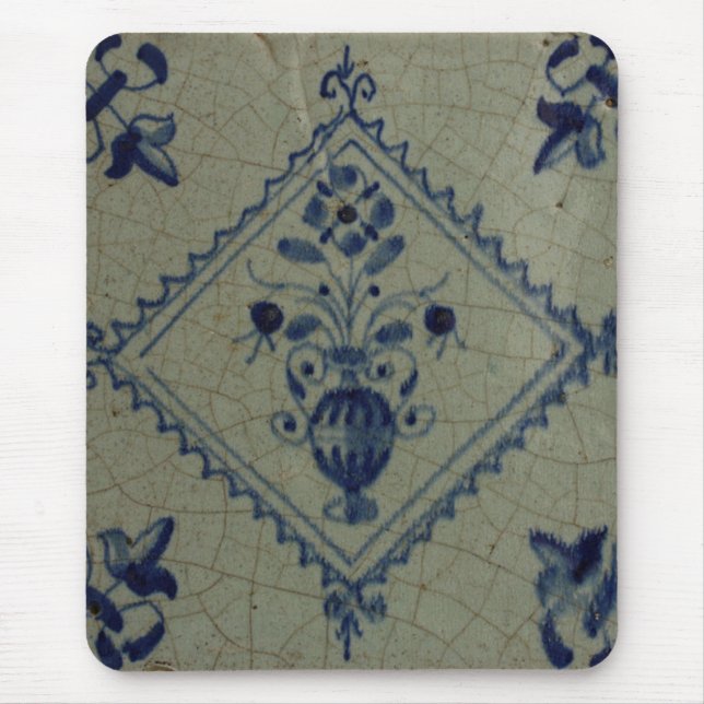 Delft Blue Tile - Vase with Flowers and Bouquet Mouse Mat (Front)