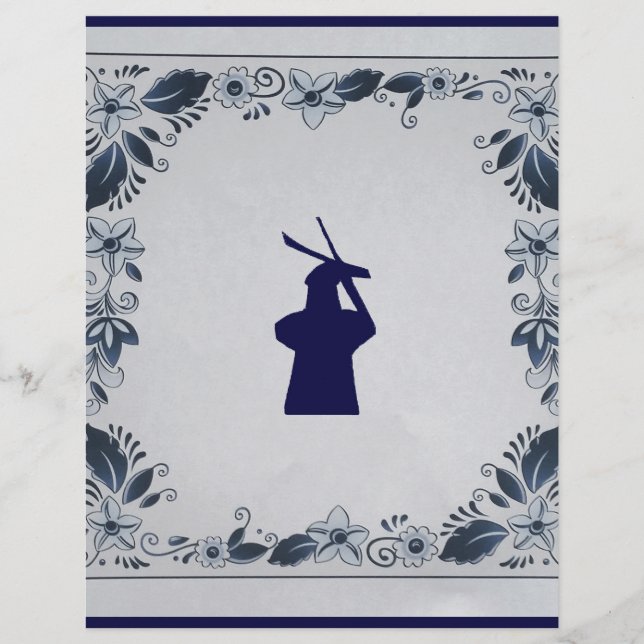 Delft blue tile windmill 'de Roos' in Delft (Front)