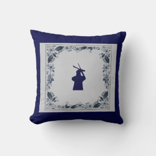 Delft blue tile windmill 'de Roos' in Delft Cushion