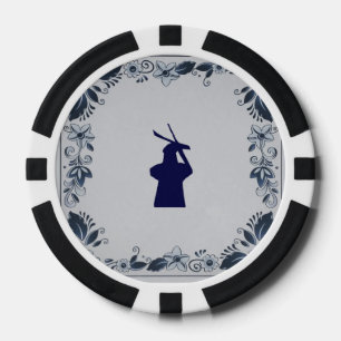 Delft blue tile windmill 'de Roos' in Delft Poker Chips