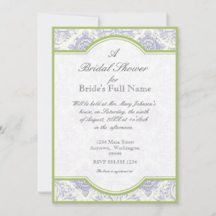 Delft Blue Toile Quatrefoil - Bridal Shower Invite