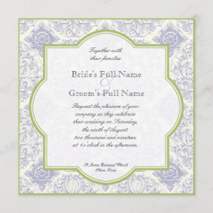 Delft Blue Toile Quatrefoil - Wedding Invitation
