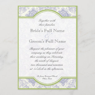 Delft Blue Toile Quatrefoil - Wedding Invitation