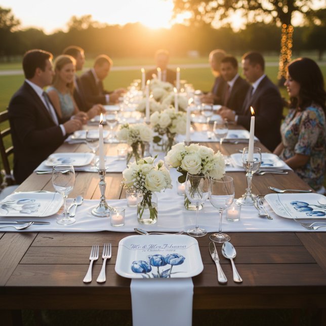 Delft Blue Tulip, custom Paper Plate (Creator Uploaded)