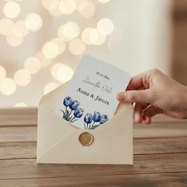 Delft Blue Tulip, custom save the date Magnet (Creator Uploaded)