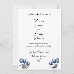 Delft Blue Tulip, custom Wedding Invitation
