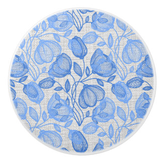 Delft Blue Tulip Pattern Dutch Floral Cabinet Knob